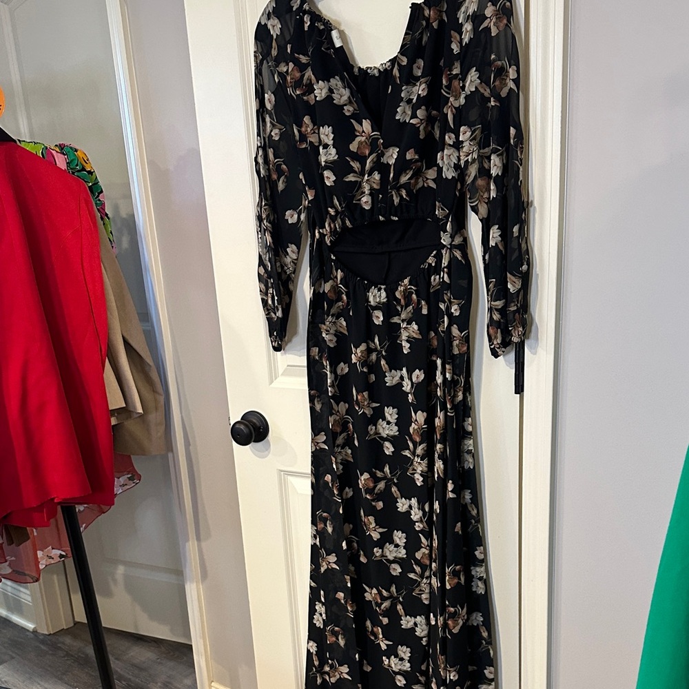 Sachin + Babi Black Floral Long Sleeve Dress - Picture 5 of 5